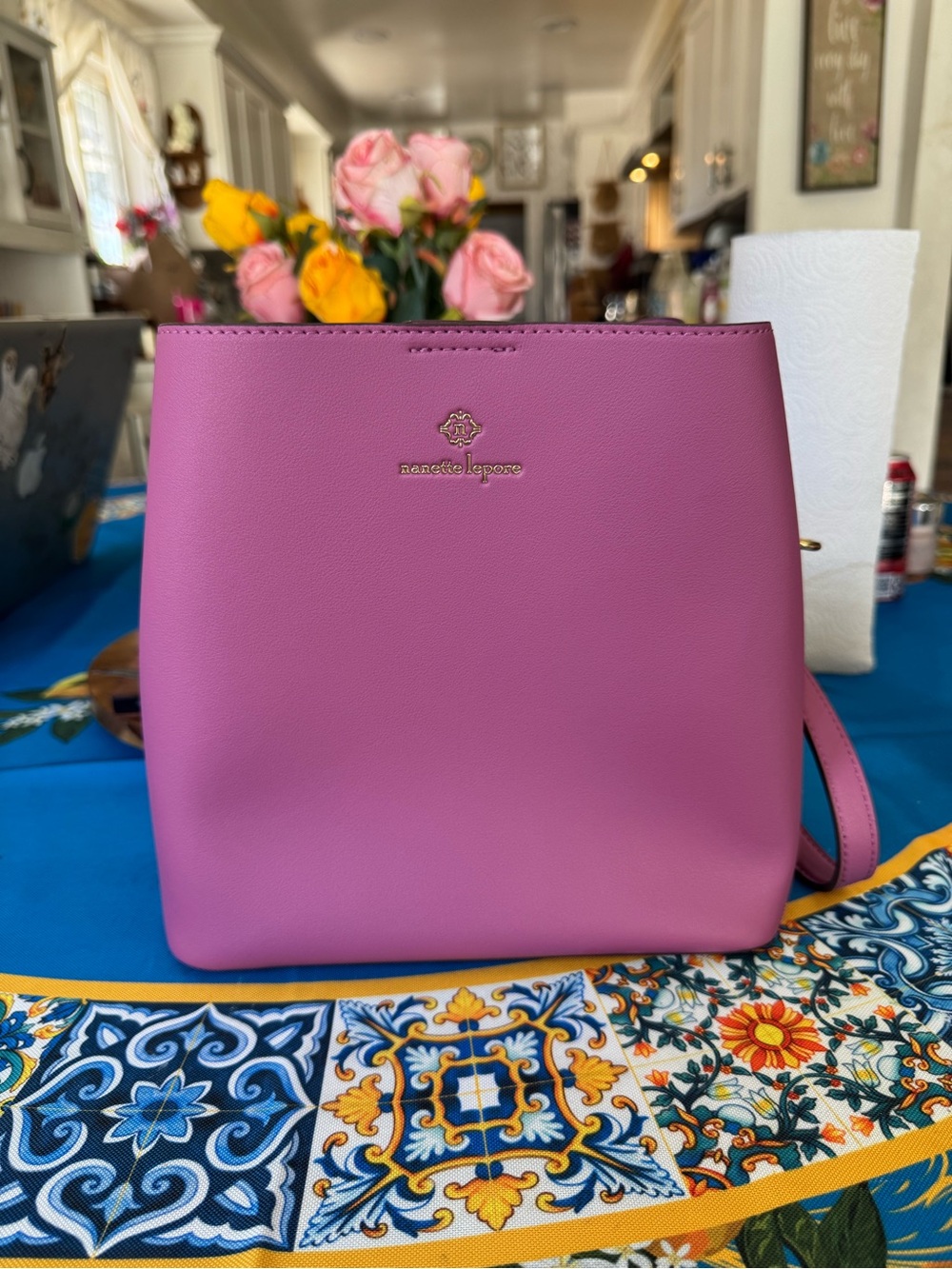 Nanette Lepore Rose Pink Structured Crossbody Bag